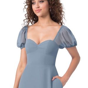 NWT A-Line Ruched Chiffon Tea-Length Dress